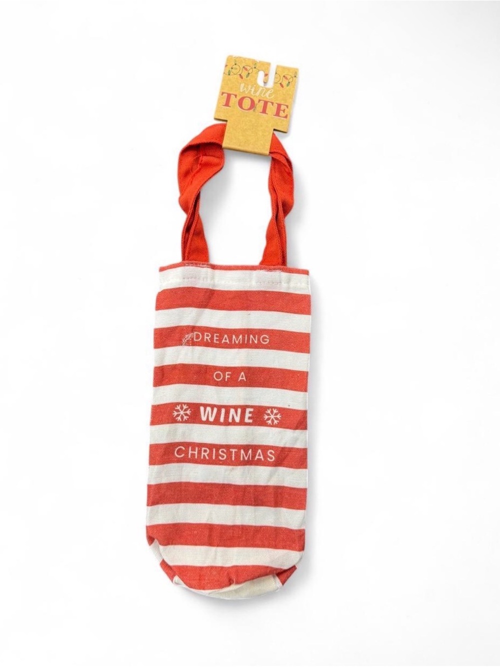 totes Red & White Striped Holiday Wine Tote